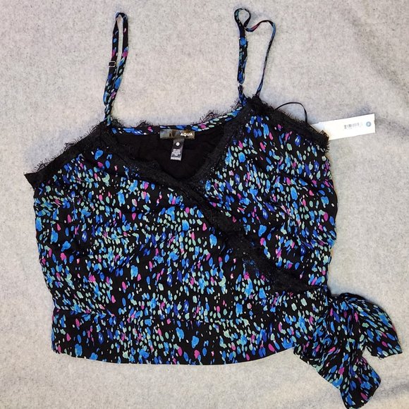 AQUA Women's Lace-Trim Wrap Cami Camisole Top - NEW w/ TAGS NWT - Picture 3 of 7